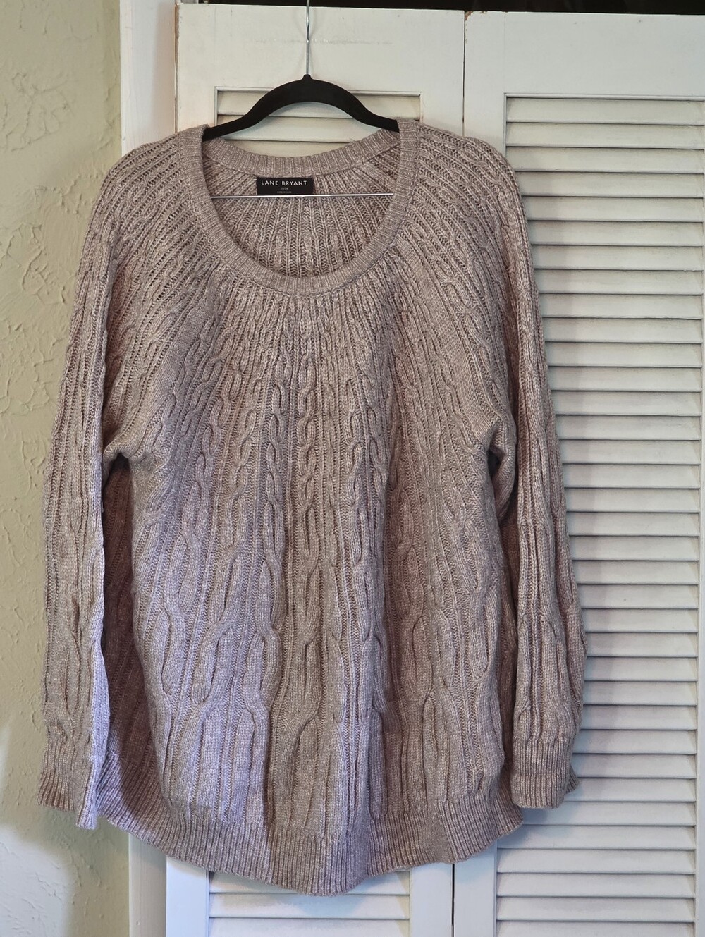 Lane Bryant Plus Size 22/24 Mauve Cable Knit Sweater High Low Hem